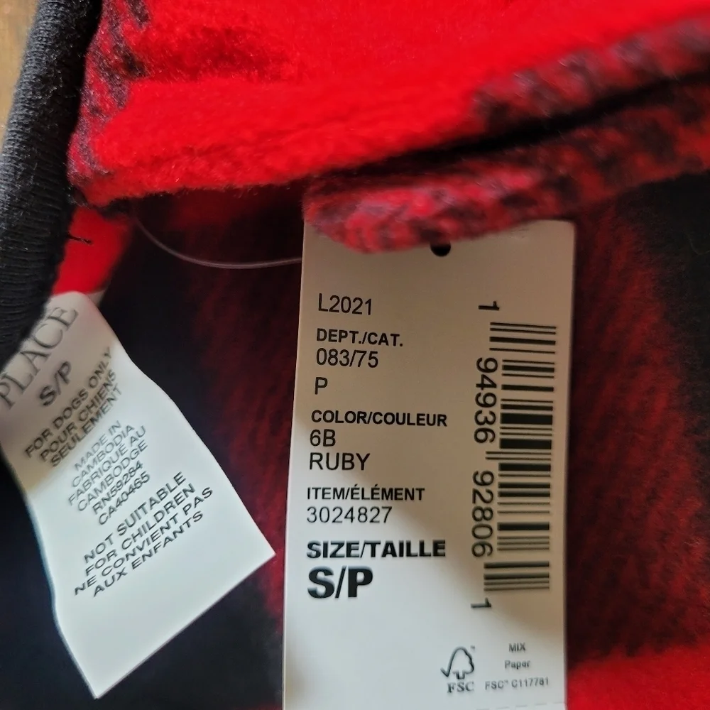 The Children’s Place Dog Bear Buffalo Plaid Fleece Coat Size Small NEW with Tags